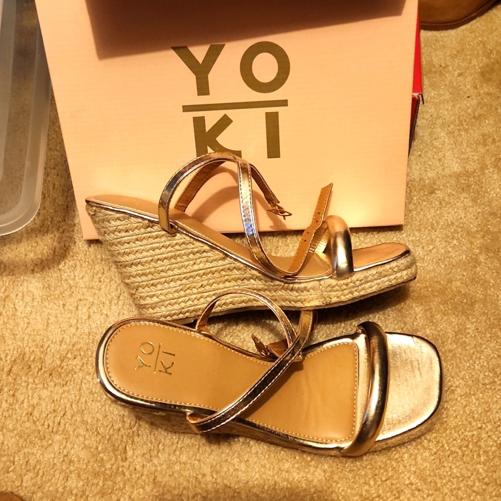 Yoki danifer 26 gold 9 espadrilles sandals scrappy platform